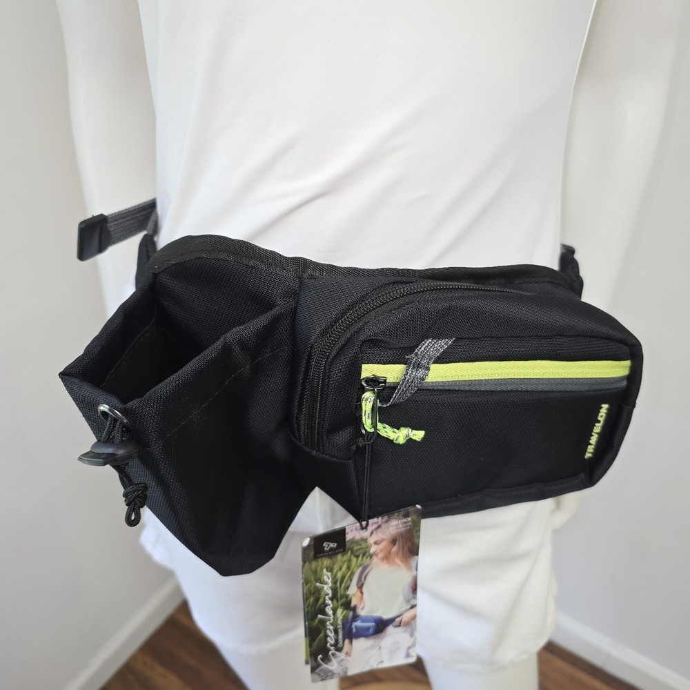 Travelon Greenlander Anti-Theft Hip Pack Bag Travel Hiking Black Adjustable NWT